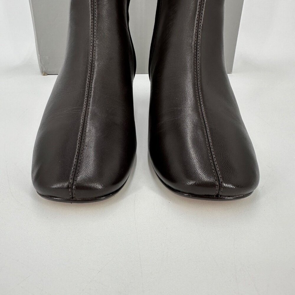 Everlane The Day Boot Dark Brown Leather 10.5 Side Zip Ankle Bootie Square Toe - Picture 7 of 10